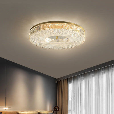 Zeitgenössische Luxus Runde Kupfer Acryl LED Unterputz Deckenleuchte für Wohnzimmer 