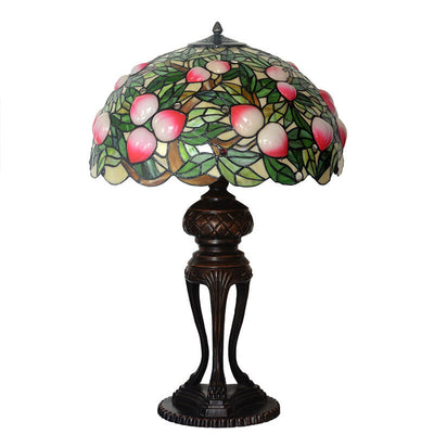 Tiffany Retro Peach Stained Glass Dome 3-Light Table Lamp