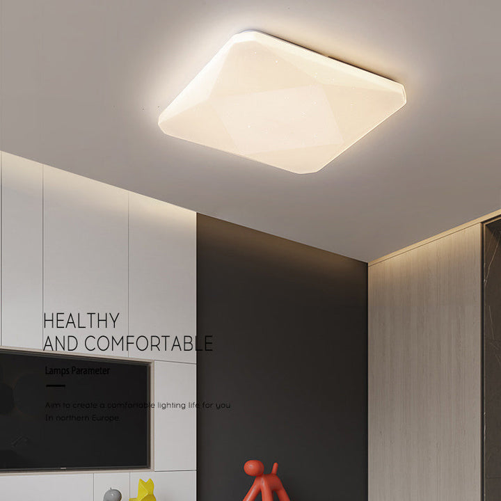 Plafonnier moderne nordique en fer acrylique avec abat-jour carré ciel étoilé LED pour salon 