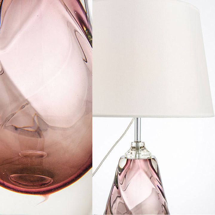 Lámpara de mesa de 1 luz de tela de cristal ovalada contemporánea escandinava para dormitorio 