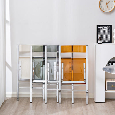 Silla de comedor de metal acrílico cuadrada nórdica contemporánea plegable para comedor 