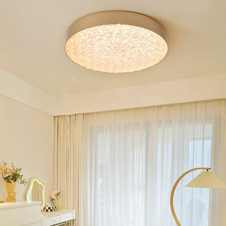 Modern Light Luxury Simple Wrought Iron Round LED Flush Mount Ceiling Light