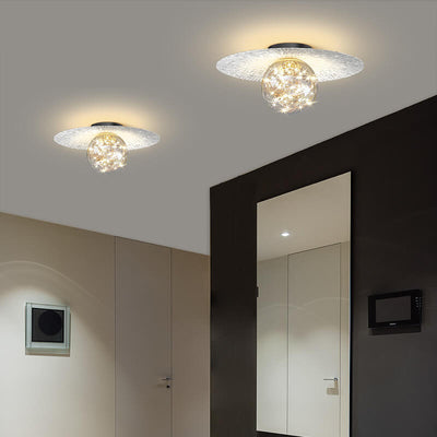 Modern Minimalist Full Of Stars Round Iron Glass LED Semi-Flush Mount Ceiling Light