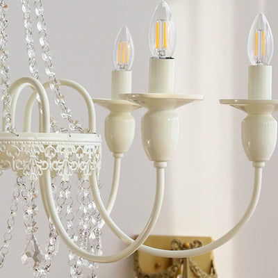 Modern Shabby Chic Candelabra Iron Crystal 4/5/6/8 Light Chandelier For Living Room