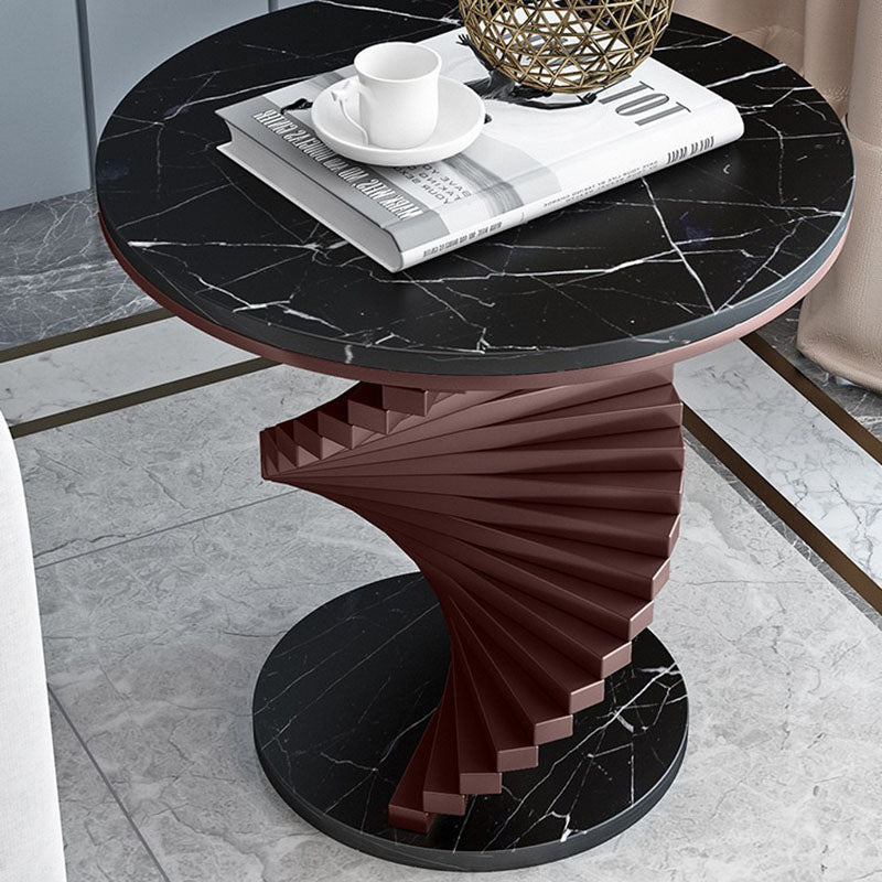 Table basse contemporaine ronde en marbre et métal pour salon 