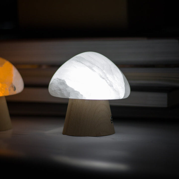 Lampe de table USB LED à base de bois de champignon créatif nordique 