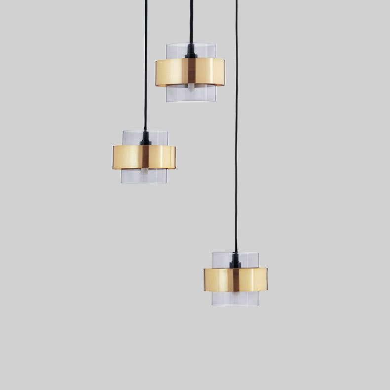 Zeitgenössische nordische runde Metallglas-Pendelleuchte mit 1 Licht für Wohnzimmer 