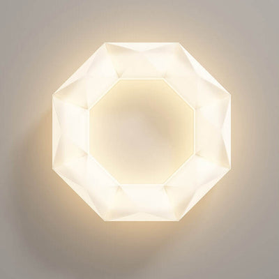 Nordic Creative White Polygon Wrought Iron LED Flush Mount Ceiling Light