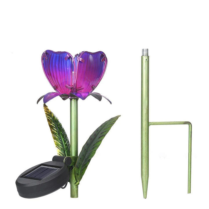 Lumière paysagère LED en fer à verre à fleurs solaire minimaliste moderne et étanche pour jardin 