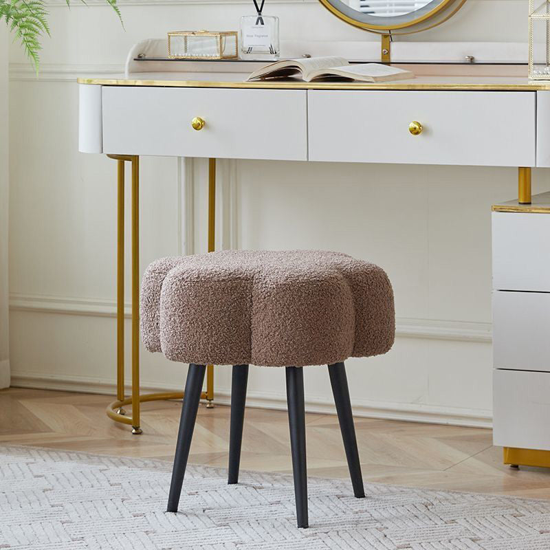 Modern Minimalist Cloud Sherpa Fabric Iron Vanity Stool For Bedroom