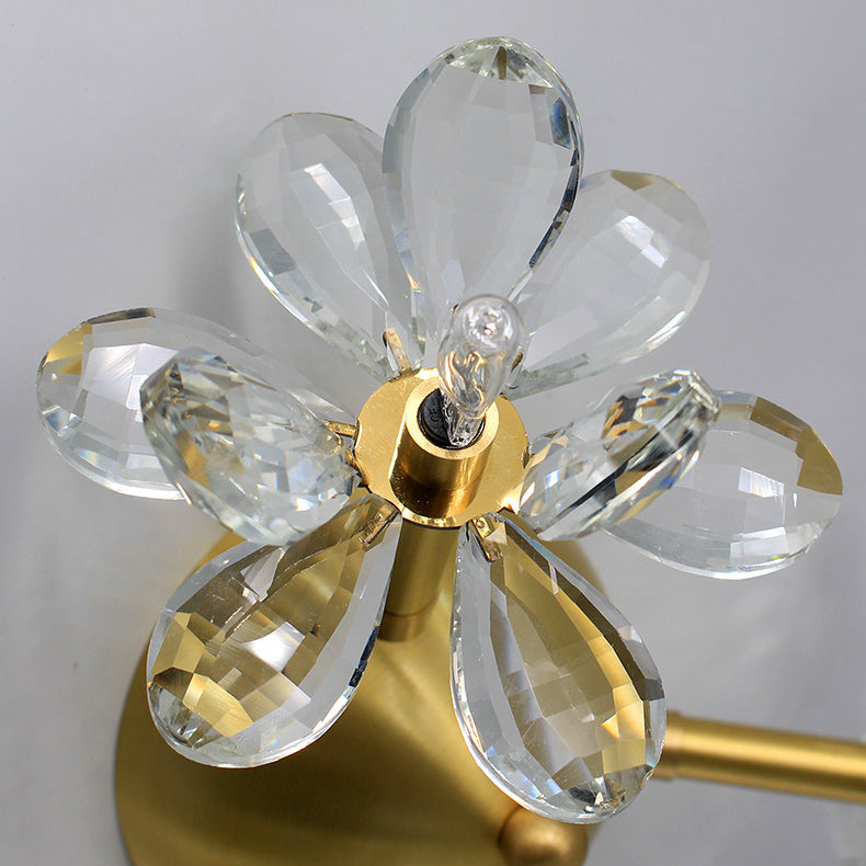 Moderne minimalistische Blume Messing Kristall 3/5/6/7 Licht Unterputz Deckenleuchte für Wohnzimmer 