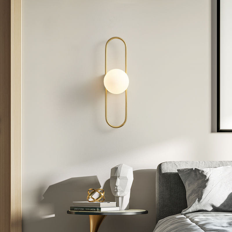 Lámpara de pared de 1 luz con bolas de cobre contemporáneas nórdicas para sala de estar 