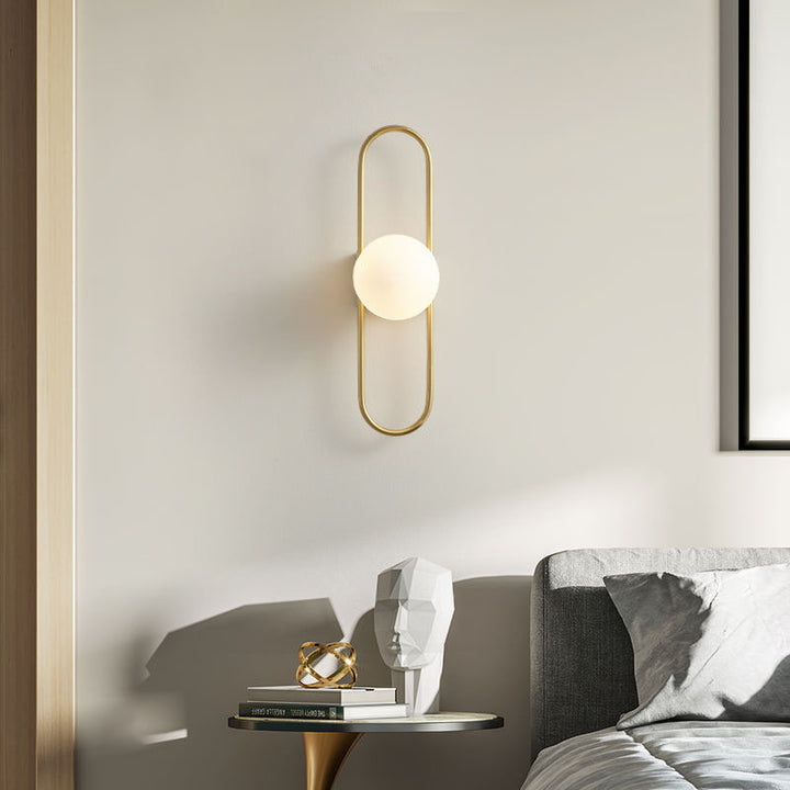 Lámpara de pared de 1 luz con bolas de cobre contemporáneas nórdicas para sala de estar 