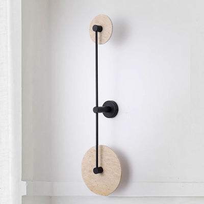 Moderne minimalistische geometrische Kreis Travertin Eisen 2-Licht Wandleuchte Lampe für Schlafzimmer 