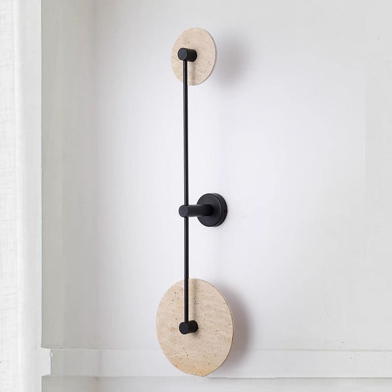 Moderne minimalistische geometrische Kreis Travertin Eisen 2-Licht Wandleuchte Lampe für Schlafzimmer 