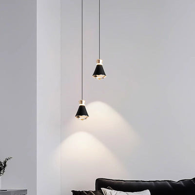 Zeitgenössische nordische konische Aluminium-Acryl-LED-Pendelleuchte für Wohnzimmer 