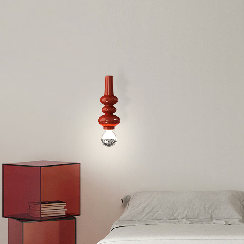 Lampe suspendue LED design potiron en fer crème scandinave contemporain pour chambre 