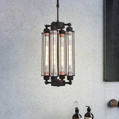 Retro Industrial Long 4-Light Island Light Chandelier