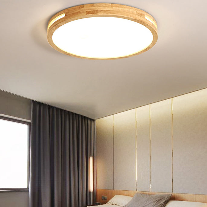 Moderne unbedeutende runde hölzerne Acryl-LED-Unterputz-Deckenleuchte für Schlafzimmer 
