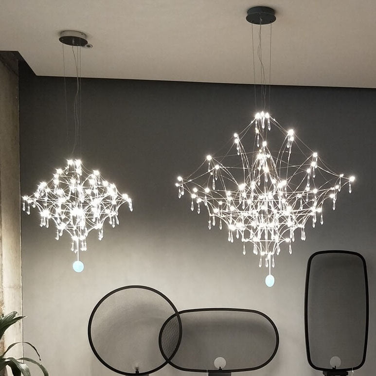 Modern Luxury Firefly Geometric Stainless Steel LED Chandelier for Living Room