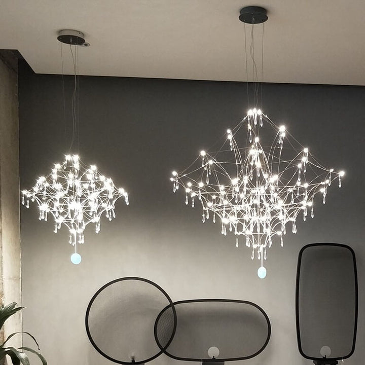 Modern Luxury Firefly Geometric Stainless Steel LED Chandelier for Living Room