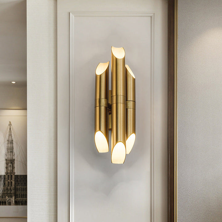 Lámpara Aplique de Pared de 3 Luces con Pantalla Cilíndrica de Hierro de Lujo Moderno para Sala de Estar 
