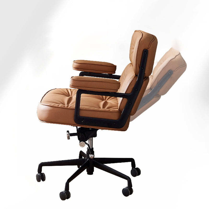 Moderner minimalistischer quadratischer Halbkreis-gepolsterter Leder-Hardware-Schreibtischstuhl mit Rückenlehne und Armlehne für das Home Office 