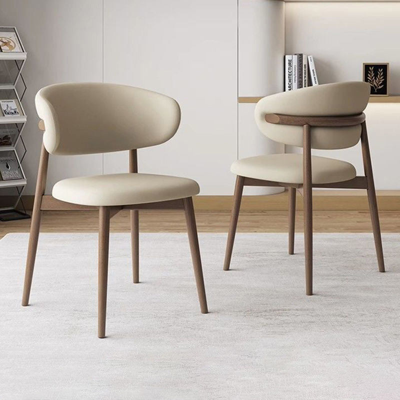Moderna silla de comedor sin brazos de cuero nappa cuadrado nórdico contemporáneo con marco de metal para comedor 