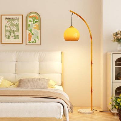 Traditionelle Vintage-Stehlampe mit Mondlicht und Glaskugelschirm und Marmorsockel, 1 Licht, fürs Arbeitszimmer 