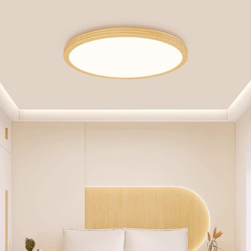 Moderne minimalistische mehrschichtige runde Original-Holzmaserung Eisen Aluminium Acryl LED Unterputz-Deckenleuchte für Schlafzimmer 