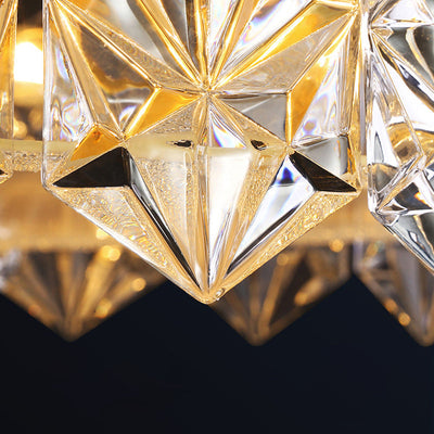Plafonnier moderne minimaliste rond en cristal et cuivre complet à 4/6 lumières pour salon 