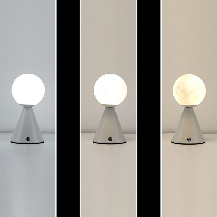 Lampe de table rechargeable LED à boule conique en fer nordique contemporain PIA pour chevet 