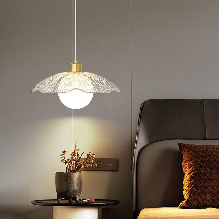 Modern Minimalist Glass Flower Design Iron 1-Light Pendant Light For Living Room