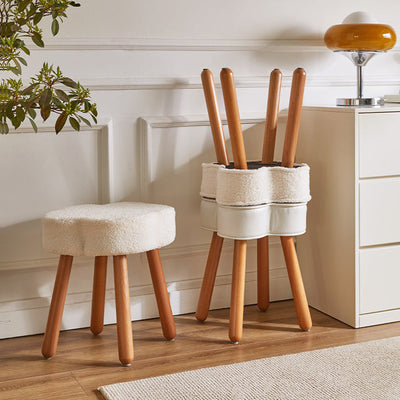 現代的なクリエイティブクラウドクローバーウッドラムウールフォームチェア、リビングルーム用の四本脚 