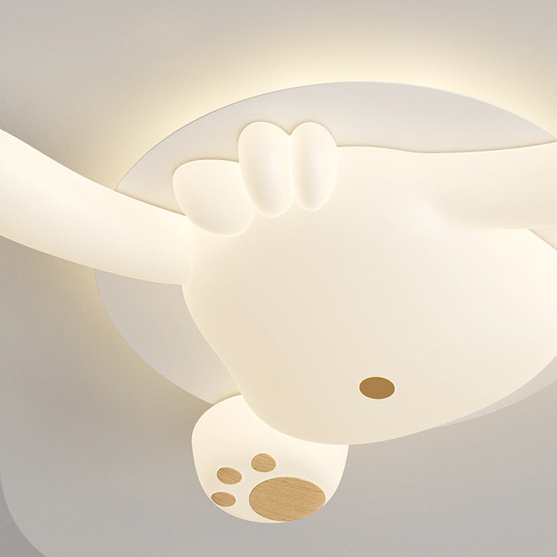 Zeitgenössische kreative Bär Eisen Kunststoff LED Semi-Flush Mount Deckenleuchte für Wohnzimmer 