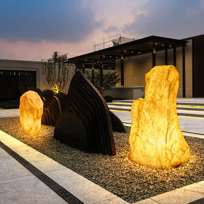 Zeitgenössische kreative Harz-Imitation Berg LED Rasen Landschaft Licht für Terrasse im Freien 