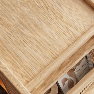 Zeitgenössischer Retro Massivholz Beweglicher Multifunktionaler Lagerung Beistelltisch 3-stufig Für Wohnzimmer 