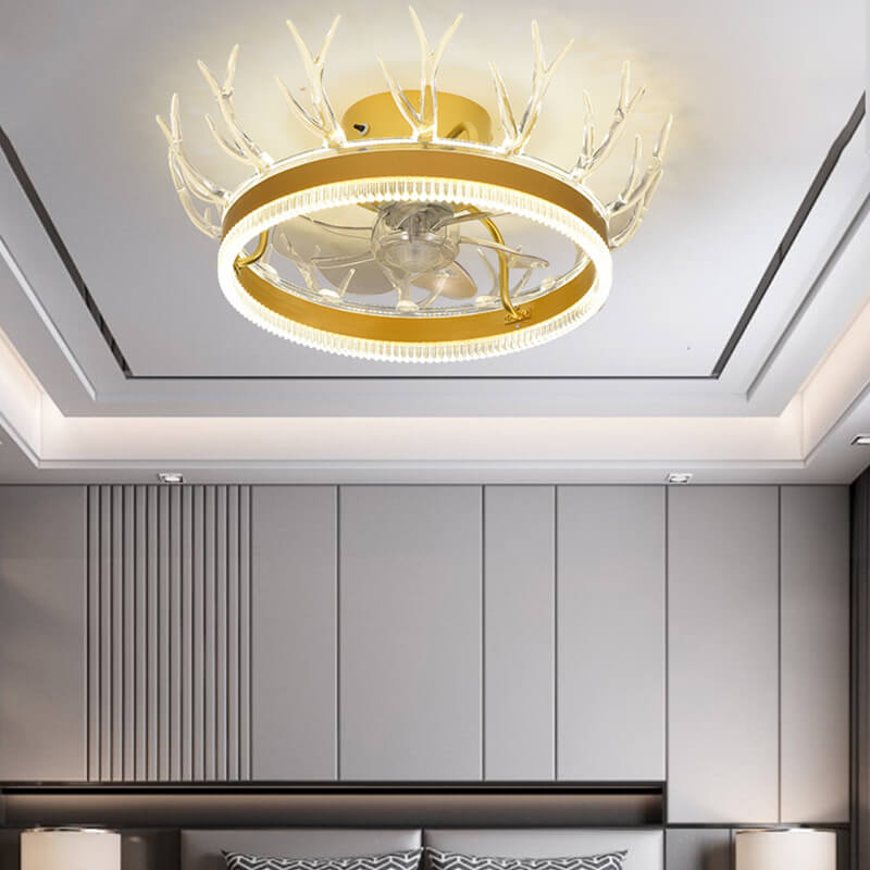 Modern Circle Ring LED Halbbündige Deckenventilatorleuchte 