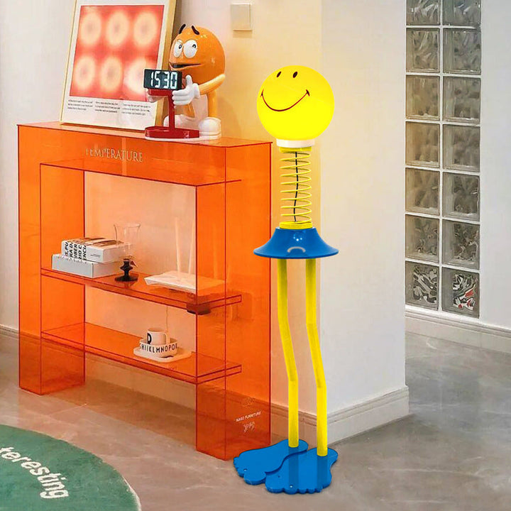 Lámpara de pie de hardware de PVC de 1 luz de primavera creativa contemporánea Smiley para sala de estar 