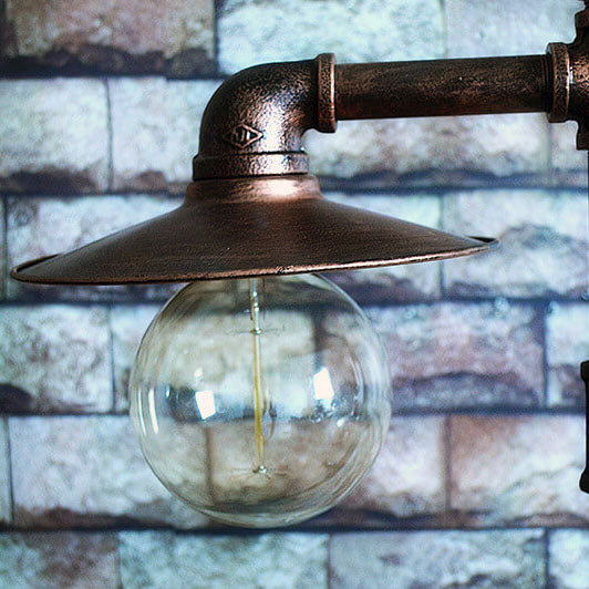 Lampe de sol industrielle Steampunk en cuivre avec tuyau d&