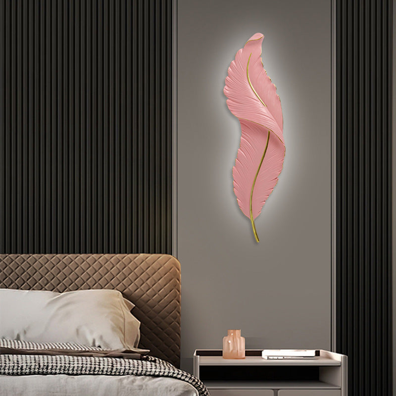 Lámpara de pared impermeable LED de resina creativa contemporánea con imitación de pluma de pavo real para sala de estar 