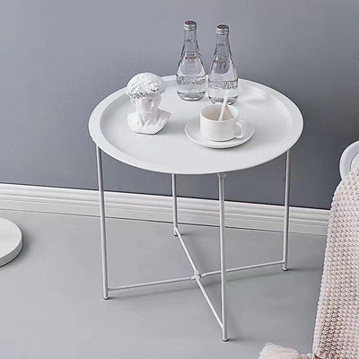 Bandeja de mesa de café redonda minimalista moderna con marco de hierro para sala de estar 