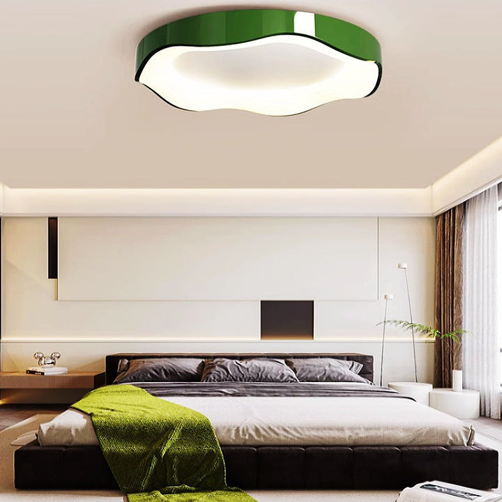 Plafonnier LED rond en fer nordique contemporain avec montage affleurant en PVC pour salon 