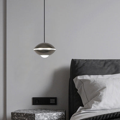 Zeitgenössische nordische ovale Aluminium-Acryl-LED-anhebbare Pendelleuchte für Wohnzimmer 