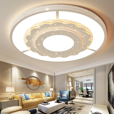 Zeitgenössische Einfachheit Sternenhimmel Dekor Blume Rand Acryl Runde Schatten LED Unterputz Deckenleuchte Für Wohnzimmer 
