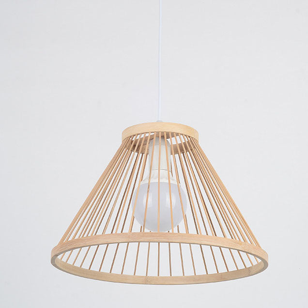 Traditionelle japanische Zen-Pendelleuchte aus Bambusgeflecht, halbkonisch, 1 Licht, für Wohnzimmer 