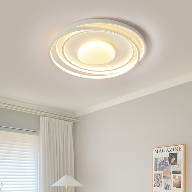 Moderne minimalistische Creme Runde Acryl Eisen LED Unterputz Deckenleuchte für Wohnzimmer 