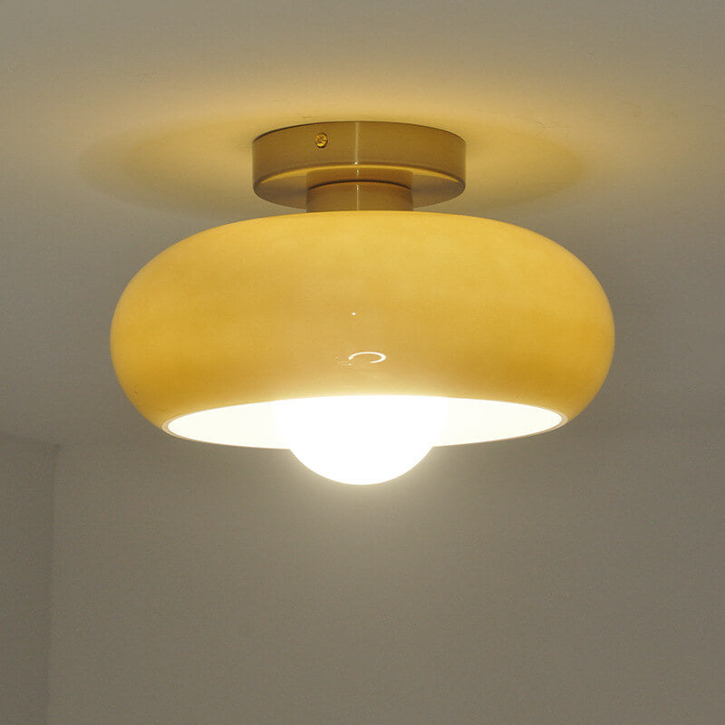 Modern Minimalist Iron Round 1-Light Semi-Flush Mount Ceiling Light