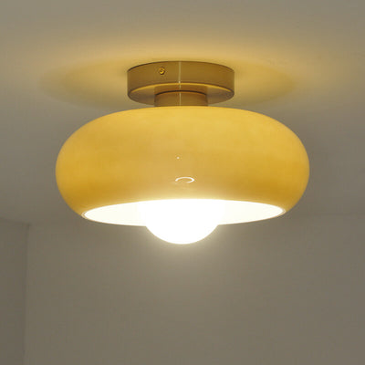 Modern Minimalist Iron Round 1-Light Semi-Flush Mount Ceiling Light