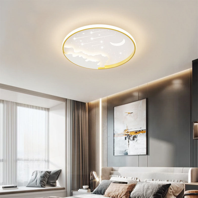 Luz de techo LED empotrada redonda de hierro de simplicidad moderna para dormitorio infantil 